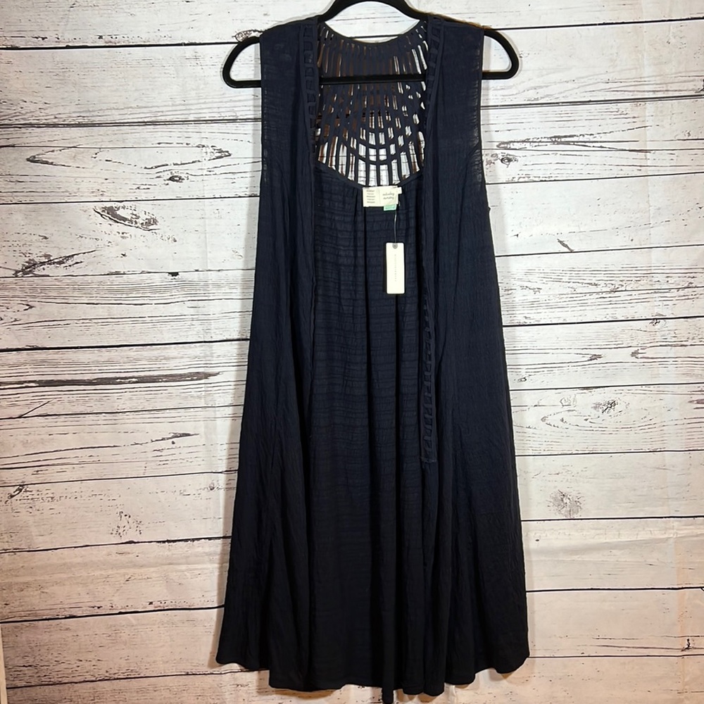 Anthropologie Navy Blue Sleeveless Open Front Cardigan Vest